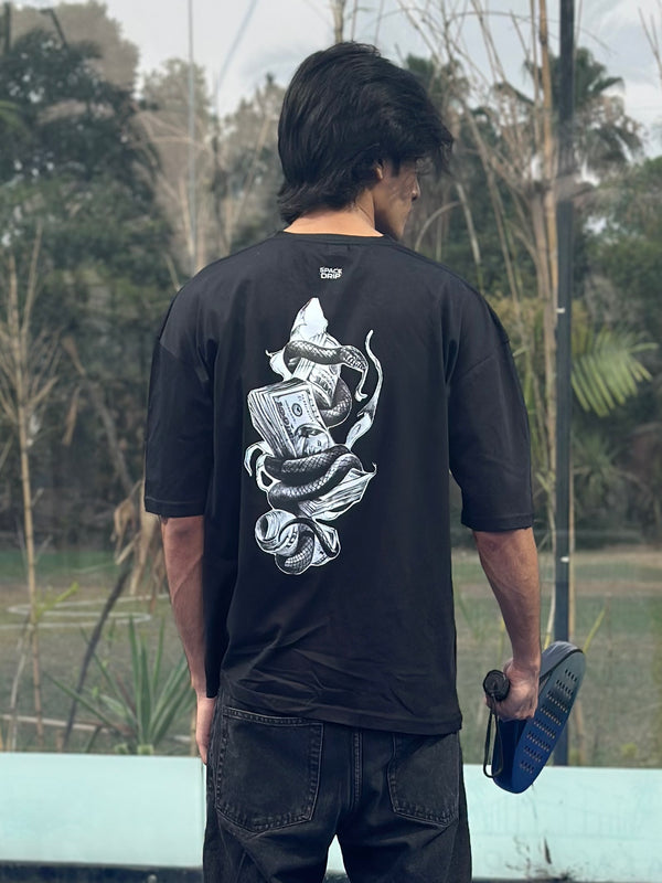 Money is evil drop shoulder T shirt